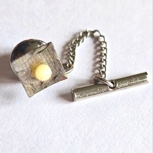 Vintage Sterling Silver tie clip tac tack pin chain bar .925